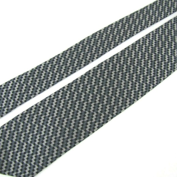 MISSONI Tie Black Gunmetal Gray ZigZag Stripes - Picture 4 of 7